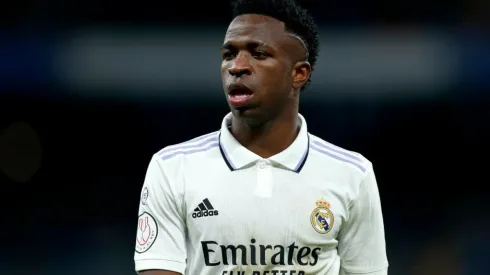 Vinicius Jr with Real Madrid during the match in Copa del Rey against Atletico Madrid
