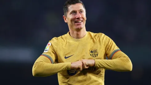 Robert Lewandowski of FC Barcelona during a match from La Liga
