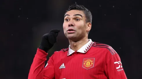 Casemiro with Manchester United during the 2022-2023 Premier League
