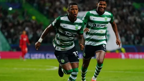 Arthur Gomes of Sporting CP celebrates scoring
