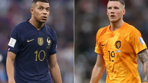 Kylian Mbappe of France and Wout Weghorst of Netherlands