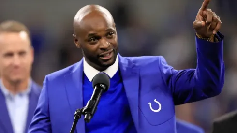 Reggie Wayne was inducted to Colts' Ring of Honor in 2018
