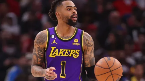 D'Angelo Russell #1 of the Los Angeles Lakers