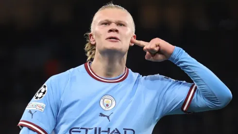 Erling Haaland during the Champions League game between Manchester City and Bayern Munich
