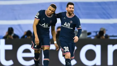 Kylian Mbappe and Lionel Messi during a match with PSG