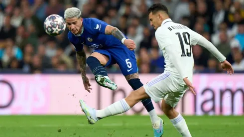 Enzo Fernandez of Chelsea FC is challenged by Dani Ceballos of Real Madrid
