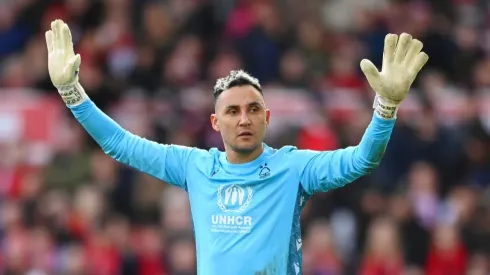 Keylor Navas during a match with Nottingham Forest against Leeds United in the 2022-2023 Premier League
