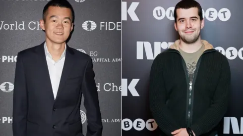Ding Liren (L) and Ian Nepomniachtchi (R)
