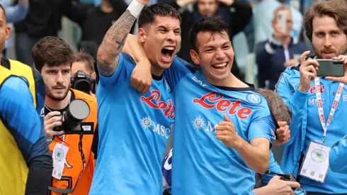 Mathias Olivera of SSC Napoli celebrates after scoring
