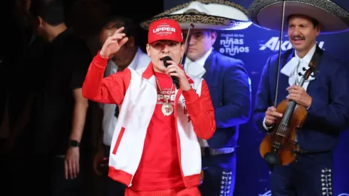 Beto Vega performs during a ceremonial weigh-in before Canelo vs Ryder in Guadalajara, Mexico
