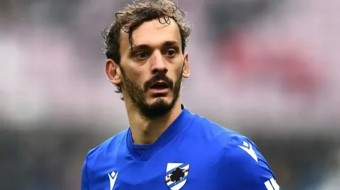 Manolo Gabbiadini of Sampdoria during a match against Sassuolo in Serie A
