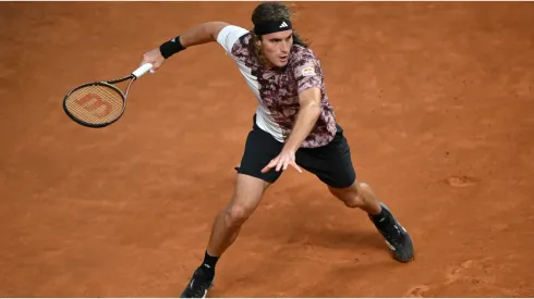 Stefanos Tsitsipas of Greece plays a forehand