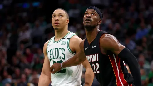 Jimmy Butler of the Miami Heat and Grant Williams of the Boston Celtics
