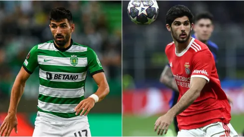 Ricardo Esgaio of Sporting CP (L) and Concalo Guedes of SL Benfica (R)
