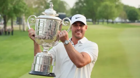 Brooks Koepka with the Wanamaker Trophy after winning the 2023 PGA Championship