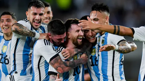 Lionel Messi of Argentina and his teammates
