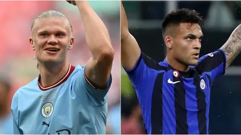 Erling Haaland of Manchester City (L) and Lautaro Martinez of FC Internazionale (R)
