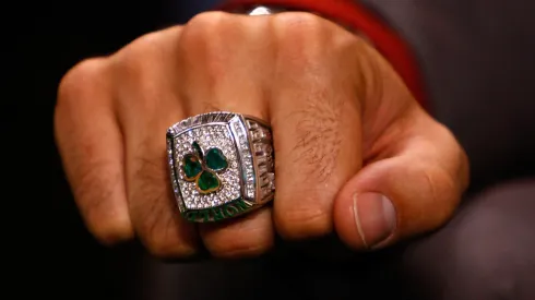 Boston Celtics' Pollard with his 2008 ring
