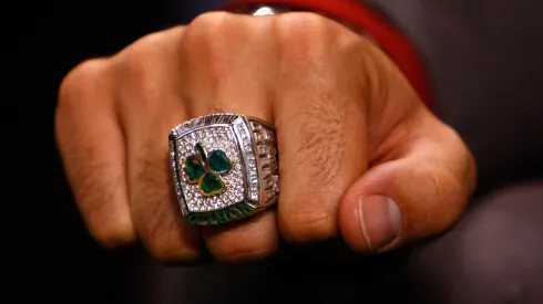 Boston Celtics' Pollard with his 2008 ring