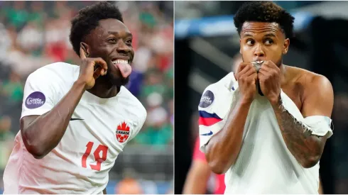 Alphonso Davies #19 of Canada (L) and Weston Mckennie #8 of USA (R)
