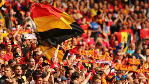 Belgium fans with flags
