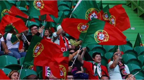 Portugal fans wave flags
