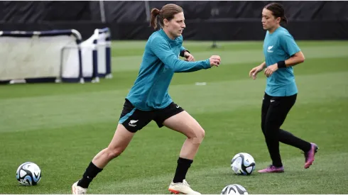 Rebekah Stott at a New Zealand women's football training session
