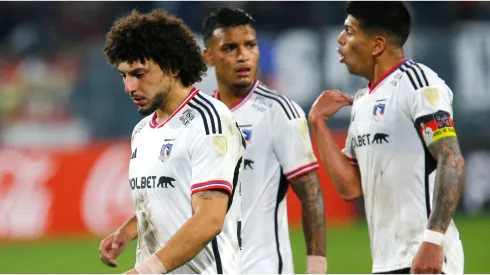 Players of Colo Colo leave the field