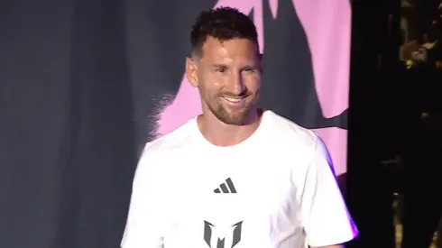 Lionel Messi at his presentation at Inter Miami 
