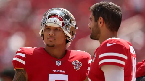 Trey Lance and Jimmy Garoppolo
