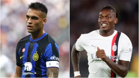 Lautaro Martinez of FC Internazionale and Rafael Leao of AC Milan