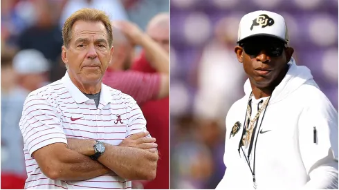 Nick Saban and Deion Sanders
