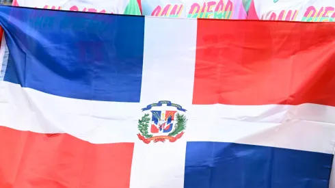 Fans with  flag of the Dominican Republic
