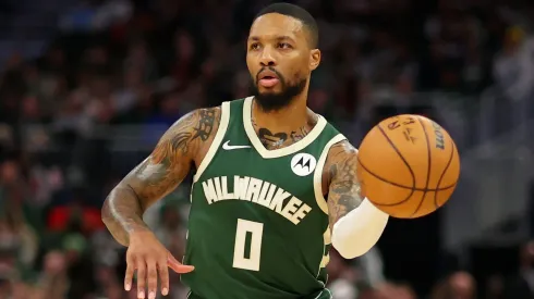 Damian Lillard running the point for the Milwaukee Bucks.