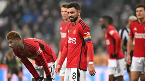 Manchester United captain Bruno Fernandes looks on during the Premier League loss against Newcastle United.
