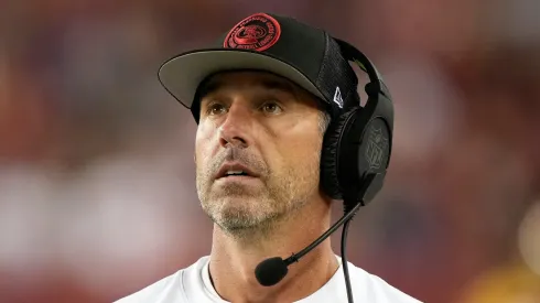 Kyle Shanahan head coach of the San Francisco 49ers during the 2023 NFL regular season.

