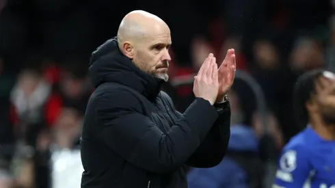 Erik ten Hag, Manager of Manchester United, applauds the fans.
