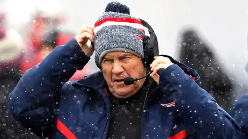 New England Patriots head coach Bill Belichick looks on in the first half at Gillette Stadium on January 07, 2024 in Foxborough, Massachusetts.
