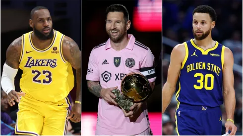 LeBron James (left), Lionel Messi (c), and Stephen Curry.
