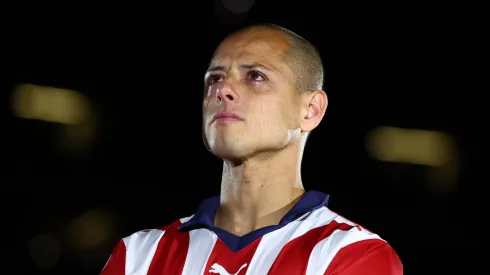 An emotional Javier Hernandez gets during the event to announce his return to Chivas after 13 years at Akron Stadium on January 27, 2024 in Zapopan, Mexico. Chicharito became one of the most popular and important Mexican players during the past decade. Javier Hernandez played in Europe for Manchester United, Real Madrid, Bayer 04 Leverkusen, West Ham United and Sevilla.
