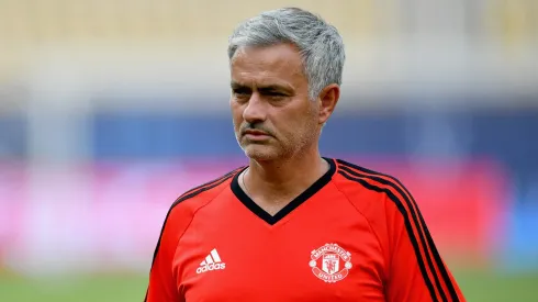Jose Mourinho, Manager of Manchester United looks on during a training session ahead of the UEFA Super Cup final between Real Madrid and Manchester United on August 7, 2017 in Skopje, Macedonia.