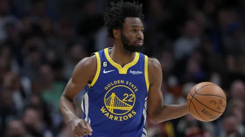 Andrew Wiggins dribbling a basketball.