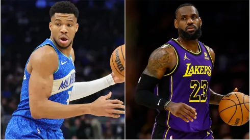 East captain Giannis Antetokounmpo (L)  and West captain LeBron James (R) 
