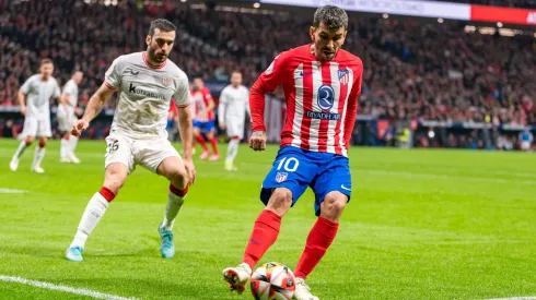 Angel Correa of Atletico Madrid seen in action during the football match valid for the semi-final of the Copa del Rey tournament between Atletico Madrid and Athletic Bilbao played at Estadio Metropolitano in Madrid, Spain.