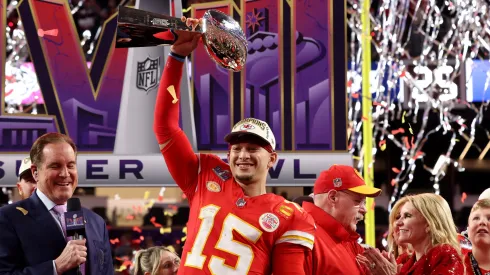 Patrick Mahomes (Kansas City Chiefs quarterback) after winning the Super Bowl LVIII
