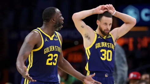 Draymond Green (left) and Stephen Curry during a game.
