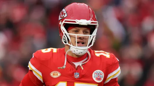 Patrick Mahomes looks on during a game.