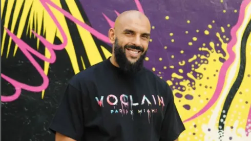 Messi's bodyguard Yassine Cheuko poses for a picture.