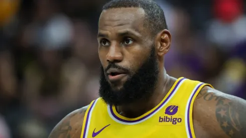 LAS VEGAS, NEVADA – OCTOBER 09: LeBron James #23 of the Los Angeles Lakers stands on the court during a break in the first quarter of a preseason game against the Brooklyn Nets at T-Mobile Arena on October 09, 2023 in Las Vegas, Nevada. The Lakers defeated the Nets 129-126. NOTE TO USER: User expressly acknowledges and agrees that, by downloading and or using this photograph, User is consenting to the terms and conditions of the Getty Images License Agreement. (Photo by Ethan Miller/Getty Images)
