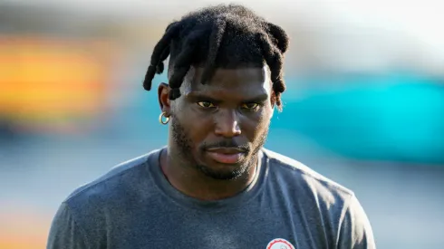 Tyreek Hill is waiting for a contract extension with the Miami Dolphins
